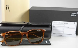 MONTBLANC Eckige Sonnenbrille mit brauner Kunststofffassung 133450 MB0338S-004 - Bild 1 von 6