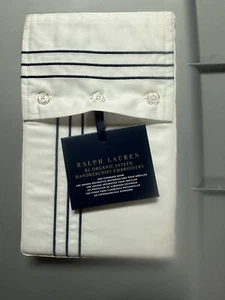 $185 Ralph Lauren Home White Organic Handkerchief Embroidery Standard Sham 28x20 - Picture 1 of 4