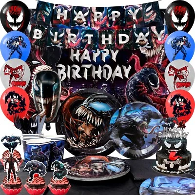 113 Pcs Venom Party Supplies Venom Birthday Party Decorations Balloons Plates - Image 1 of 4