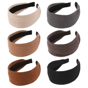 6pcs Wide Plain Knitted Headbands Soft Solid Color Elastic Hair Bands for Wom... - Picture 1 of 6