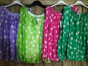 Damas Top Seda Estampado Lunares Italiana de Ruby Joe Elección de Colores - Imagen 1 de 1