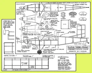 Peanut Scale Modellflugzeug Pläne (FF): Pilatus Tubro-Porter 13" RP von B. Hannan - Bild 1 von 3