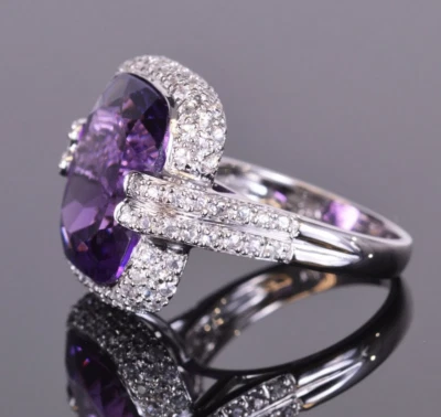 Sterling 925 Silver Bezel Set Sea Blue Topaz, Black Onyx & Cubic Zirconia Ring - Image 1 of 4