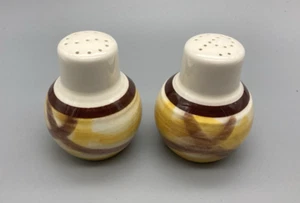 Salero Pimentero Vernonware Cerámica Vintage Organdie Amarillo Marrón Años 40 - Imagen 1 de 5