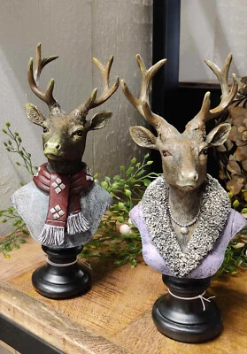 Hirsch Figur Statue Kopf Deko Set Winterdeko 10 x 9 x 23 cm - Bild 1 von 3