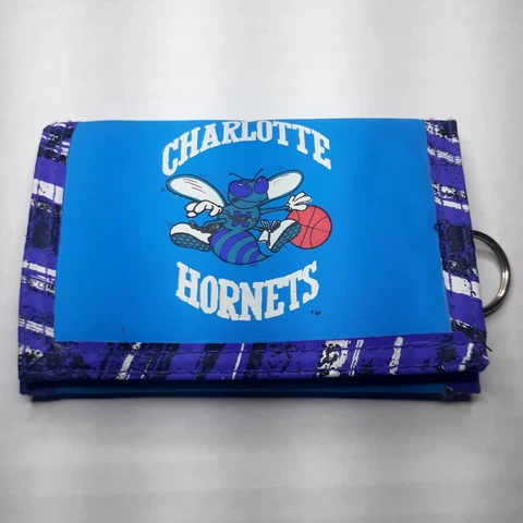 Charlotte Hornets Vintage 90s Tri Fold Wallet NBA Officially Licensed w/key ring Cover