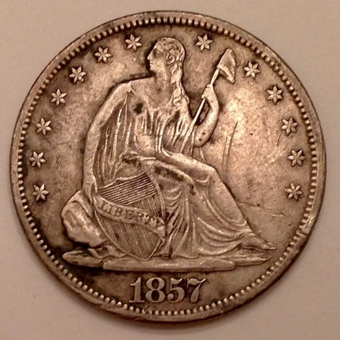 1857 S Seated Liberty Half Dollar 50 Cents Cover