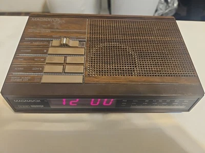 Vtg Magnavox D-3240 Wood Grain Digital Alarm Clock Radio Tested Works  - Image 1 of 3