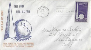 1939 FDC, #853, 3c New York World's Fair, Espenshade P-56 - Bild 1 von 2