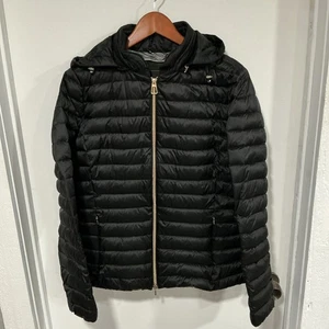 GEOX RESPIRA Womens Hooded Padded Jacket US 12 Black Premium Down - Picture 1 of 12