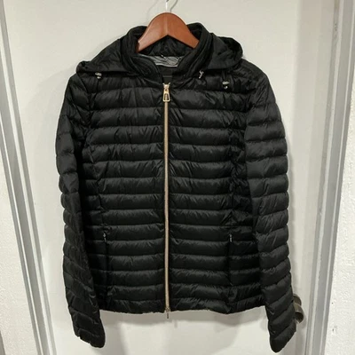 GEOX RESPIRA Womens Hooded Padded Jacket US 12 Black Premium Down - Image 1 of 4