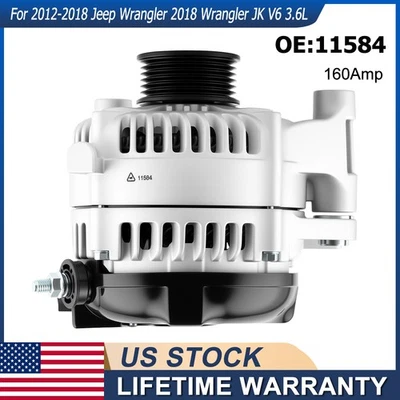 Alternador OEM 11584 para Jeep Wrangler 2012-18 Wrangler JK V6 3,6 L 160A 6 ranuras Foto 1 de 4