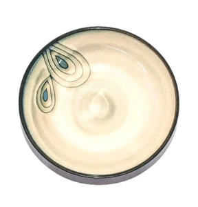 Pier 1 türkis reaktive Müsli Suppe Schüssel Pfau blaue Feder 73/4" ein Steinzeug A+! - Bild 1 von 8
