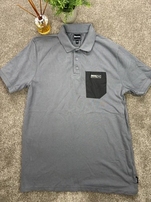 Bench Polo Shirt Men’s Large Grey Y2K Style Streetwear Casual Short Sleeved  - Image 1 of 4