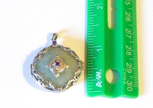 Ross Simons Sterlingsilber Jade & Amethyst Foto Medaillon Anhänger - Bild 1 von 6