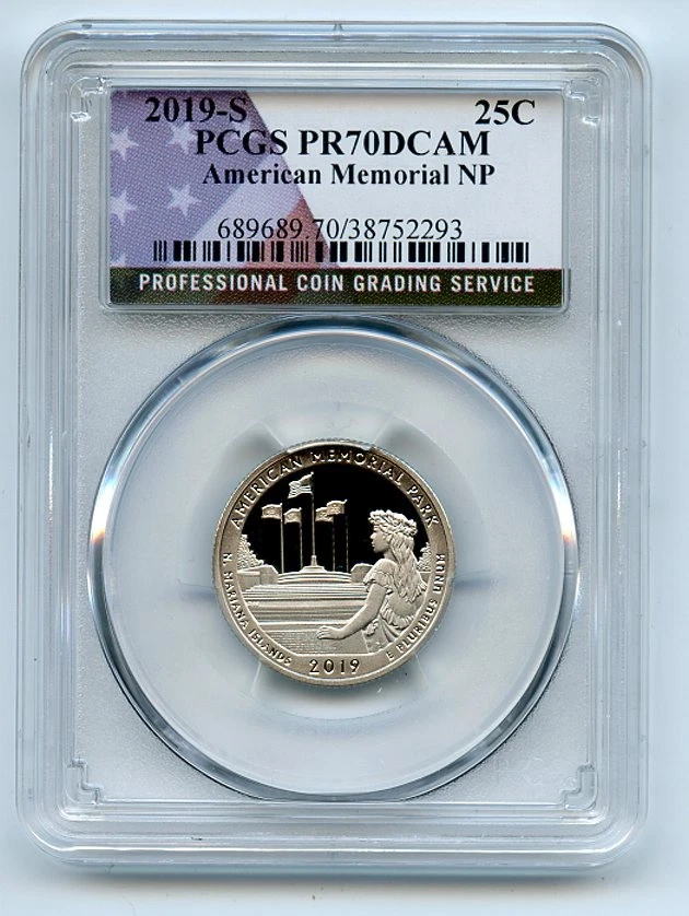 2019 S 25C Clad American Memorial Quarter PCGS PR70DCAM - Image 1 of 1