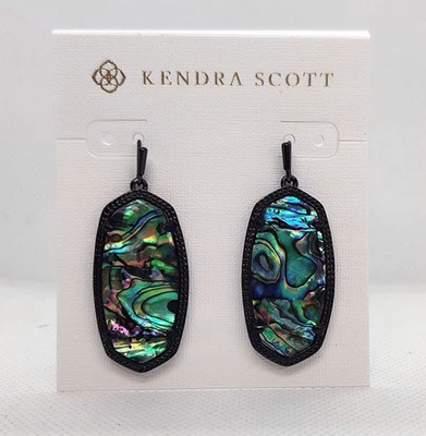 Nuevos pendientes colgantes Kendra Scott Elle Gunmetal con carcasa de abulón Foto 1 de 3