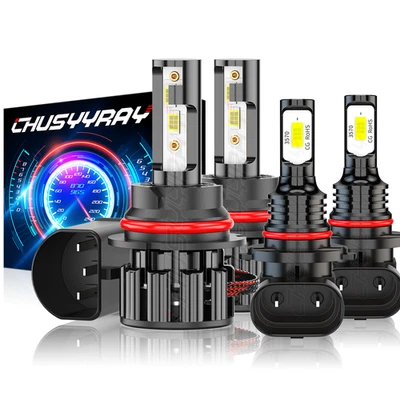 For 1997-2003 Ford F150 6000K Led Headlight Hi/Lo+Fog light bulbs Combo White - Image 1 of 4