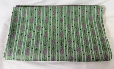 Tela floral de algodón de 2 yardas Debbie Mumm lila lavanda púrpura rayas verde menta Foto 1 de 3