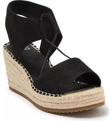 EILEEN FISHER NWOB Whim Nubuck Leather Espadrille Wedge Sandal Black Size 9 - Image 1 of 4