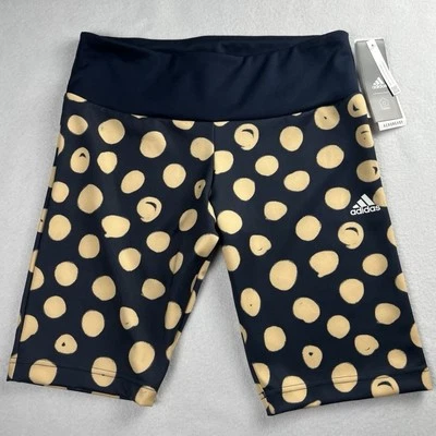 NWT Adidas X Farm Rio Biker Shorts Polka Dots Blue Cream Medium - Image 1 of 4