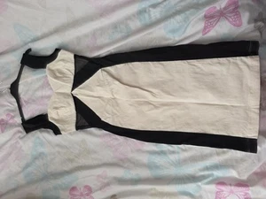 Amy Childs Cream And Black Bodycon Dress Size 8 With Lace Panels - Picture 1 of 5