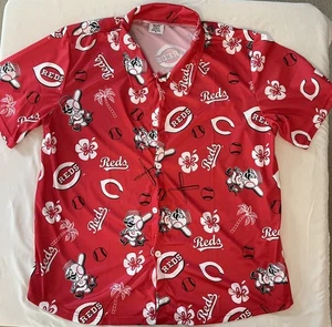 Camicia hawaiana BDA Sports Cincinnati Reds MLB baseball con bottoni adulto XL - Foto 1 di 6