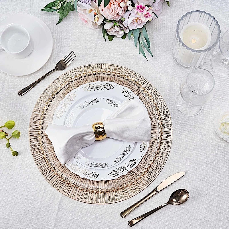 6 GOLD 15" wide Spike Round Vinyl Placemats Party Wedding Decorations - Image 1 of 4