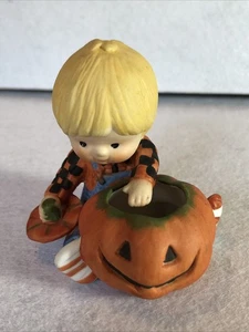 ENESCO Country Cousins Figur Junge mit Kürbis 1981 Halloween Vintage - Bild 1 von 9