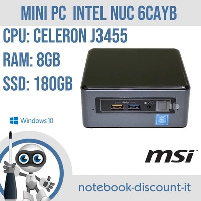 Mini PC Intel NUC Computer Cpu : Celeron J3455 Ram 8gb  SSD 180gb  Wibn10Pro - Imagen 1 de 4