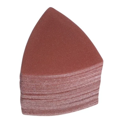 100pcs 240 Grits 80mm Aluminum Oxide Triangular Hook & Loop Sandpapers Pads Foto 1 de 4