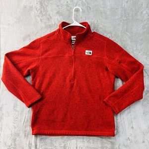 The North Face 1/4 Zip Fleece Mens L Pullover Sleeve Pocket Red - Picture 1 of 13