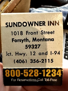 Matchbook Vintage Sundowner Inn Front Street Forsyth Montana Motel Trip✔ - Picture 1 of 3