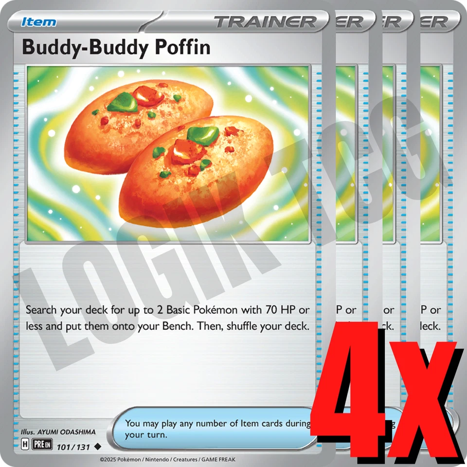 4x Buddy-Buddy Poffin 101/131 x4 - Prismatic Evolutions - Pokemon TCG - Playset - Image 1 of 1