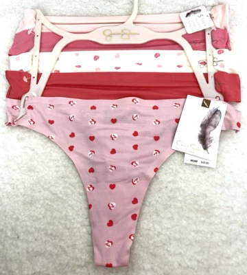Tanga bragas para mujer JESSICA SIMPSON talla pequeña paquete de 5 líneas invisibles estampados en corazones Foto 1 de 4