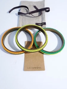 Lee Angel Neiman Marcus Women's Mesh Dot Bangle Set 3 Bracelet NWT 195 RAINBOW - Picture 1 of 7