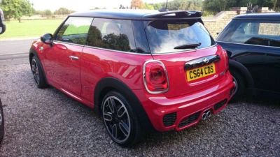 Alerones de ventana de techo trasero de carbono estilo JCW para Mini F56 Cooper S hatchback alas Foto 1 de 4