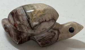 Hand Carved Marble Stone Sea Turtle Figurine Paperweight 4" Long - Picture 1 of 8