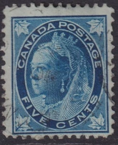 CANADA Sc# 70.1 USED QUEEN VICTORIA 5¢ DARK BLUE - Picture 1 of 1