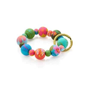 NEU JILZARAH handgefertigte Tonperlen PARADISE ISLAND MEHRFARBIG 18 mm Handgelenk Schlüsselanhänger - Bild 1 von 2