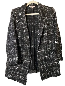 NEW Nanette Lepore Tweed Open Front Blazer Size L - Picture 1 of 7