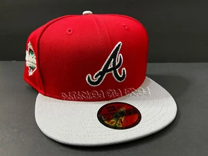 EXCLUSIVE ATLANTA BRAVES FITTED HAT RED DEION METALLIC IRIS 92 PATCH CLUB 7 1/2 - Picture 1 of 9
