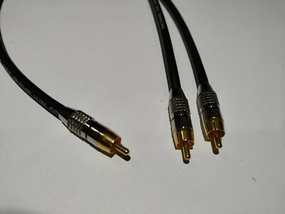 Van Damme RCA PHONO Y SPLITTER CABLE ADAPTER 1 male to 2 x male 0.5m/1m/1.5m/2m - Image 1 of 3