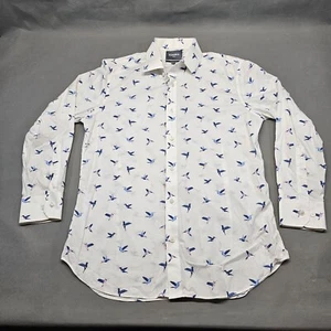 BONOBOS long Shirt Button Up Jetsetter Stretch Slim Fit 16 1/2 Hummingbird Print - Picture 1 of 7