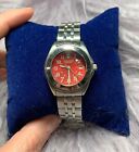 Victorinox Swiss Army Watch Women's Cherry Red Face Luminous Hands Silver Band 