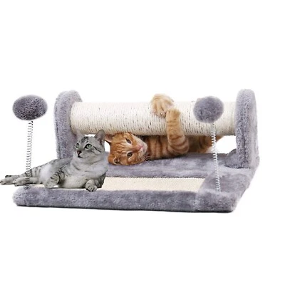 DURABLE PET CAT KITTEN CAT SCRATCHING POST AND FOLDABLE SCRATCH BOARD FULL SISAL - Image 1 of 4