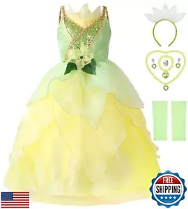 Axaxa Princess Tiana Costume for Girls - Tiana Dress and Frog Costume with Ac - Picture 1 of 5