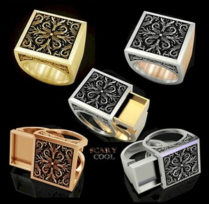 Neu Geprägter Geheimfach Kopf Herren Gothic Biker Ring - Bild 1 von 5