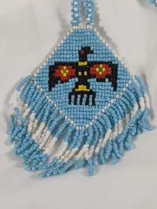 Native American Thunderbird Medallion Necklace Woven Glass Seed Bead Vintage - Picture 1 of 9