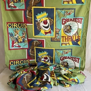 1970's Mid-Century CIRCUS FABRIC UnBranded CLOWNS Tigers ELEPHANTS ~ 6yds - Picture 1 of 17